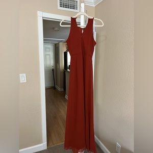 Deep orange long dress- size 8 but hemmed and altered to size 4